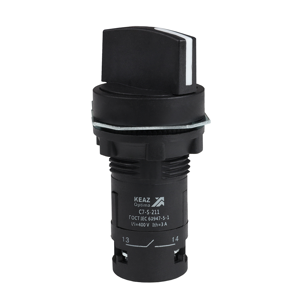 Картинка Переключатель 2 положения OptiSignal Compact D22 C7-S-211 черный 1НО+1НЗ XB7ND25 КЭАЗ от сайта Keaz-ural