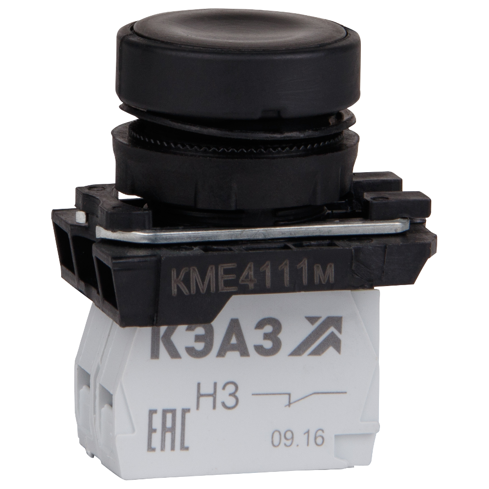 Картинка Кнопка КМЕ4110м-черный-1но+0нз-цилиндр-IP40-КЭАЗ КЭАЗ от сайта Keaz-ural