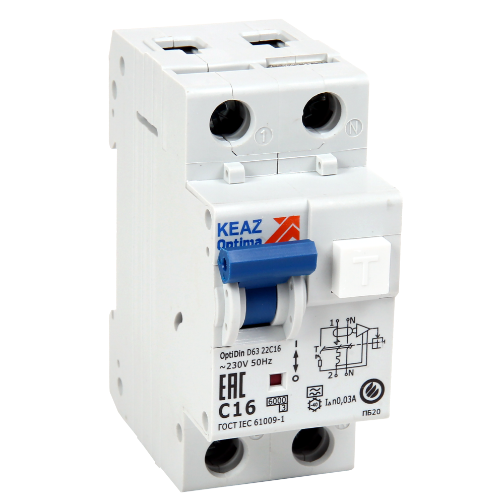 АВДТ с защитой от сверхтоков OptiDin D63-23C25-A-УХЛ4-RR (2P, C25, 100mA)