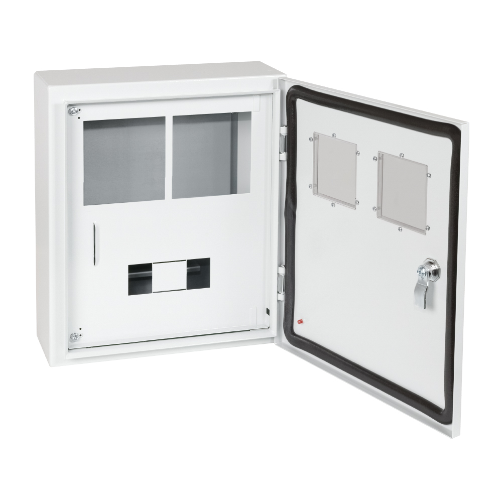 Картинка Корпус металлический ЩУРн-ПРО-1х2-МП/7-415х370х147-IP66-УХЛ1 (1фх2 счетчика на МП с окном учета, 7 модулей, ПРО)-КЭАЗ КЭАЗ от сайта Keaz-ural