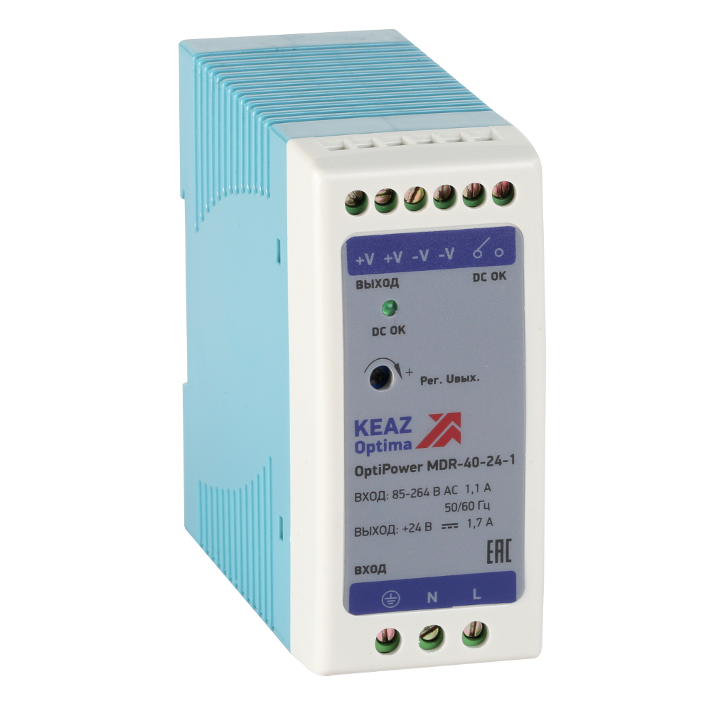 Картинка Блок питания OptiPower MDR-40-24-1 КЭАЗ от сайта Keaz-ural