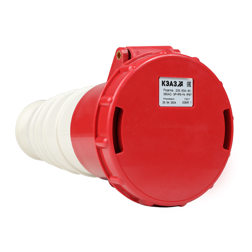 Картинка Розетка кабельная 235-63А-6h-380AC-3P+PE+N-IP67 КЭАЗ от сайта Keaz-ural