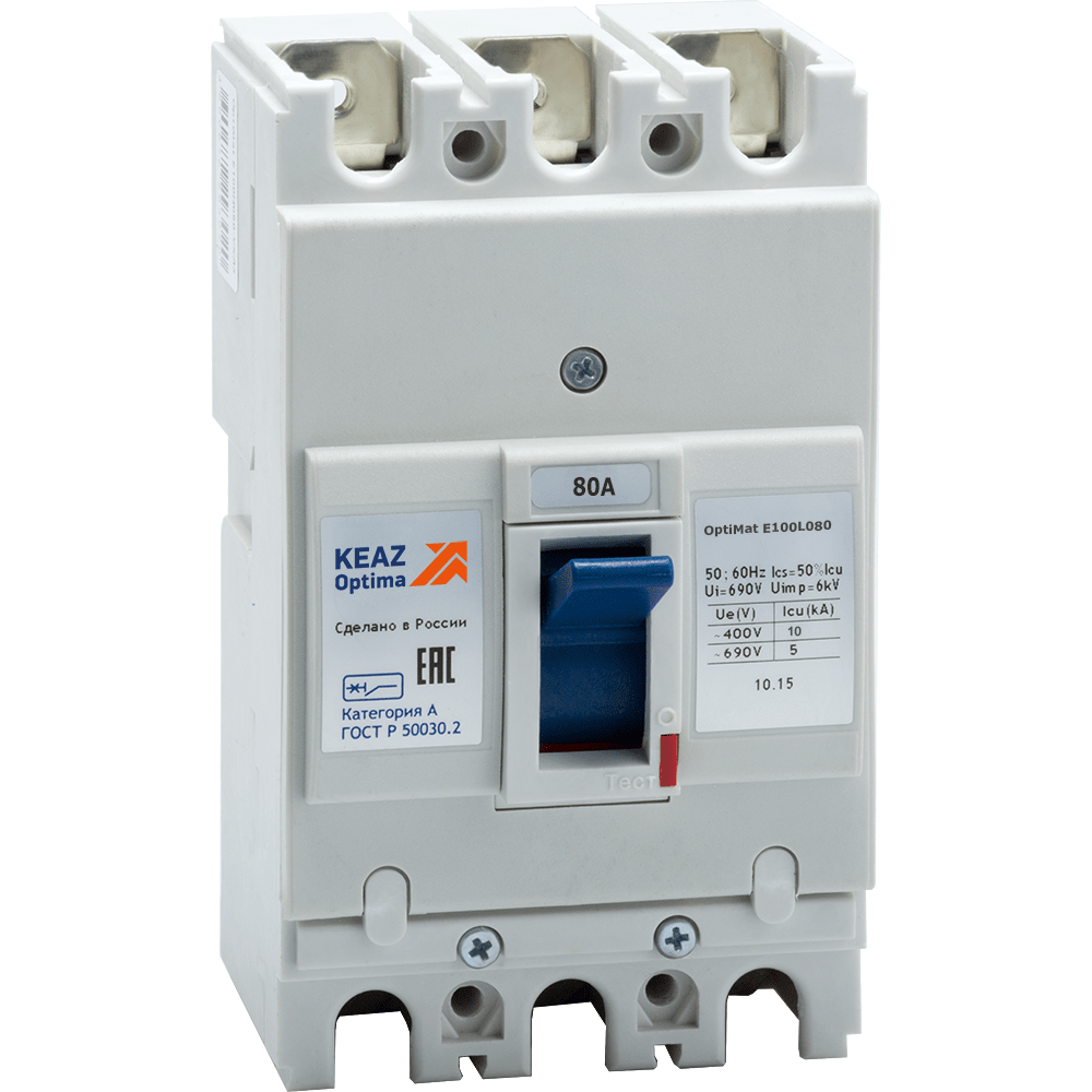 Картинка Выключатель автоматический OptiMat E100L080-ОМ4-РЕГ КЭАЗ от сайта Keaz-ural