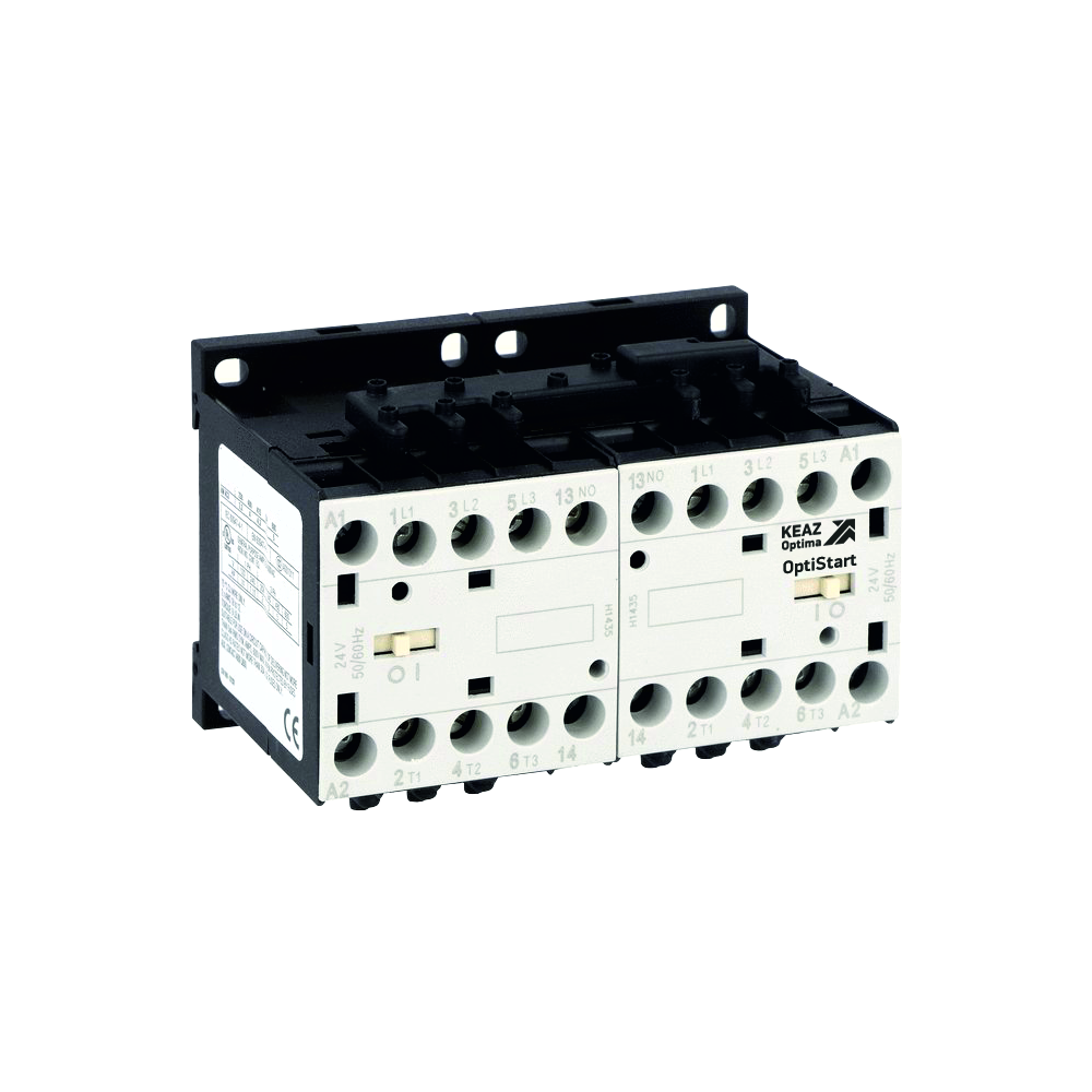 Картинка Мини-контактор реверсивный OptiStart K-MCP-12-30-10-D024 с подкл. силовой цепи КЭАЗ от сайта Keaz-ural