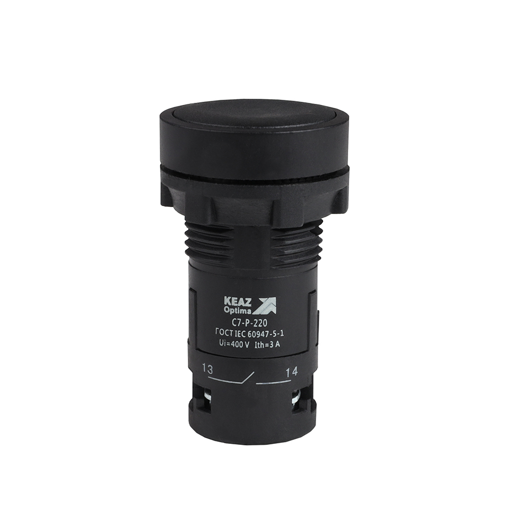 Картинка Кнопка OptiSignal Compact D22 C7-P-202 черная 2НЗ XB7NA24 КЭАЗ от сайта Keaz-ural