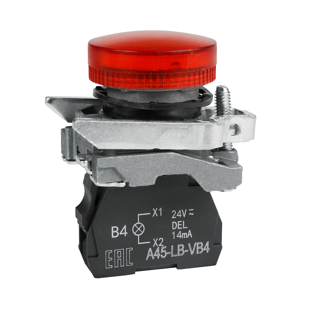 Картинка Сигнальная лампа OptiSignal D22 C4-L-B4 красная металл 24VAC/DC XB4BVB4 КЭАЗ от сайта Keaz-ural